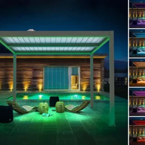 Pergola bioclimatique autoportante Marron en Aluminium 12 m²