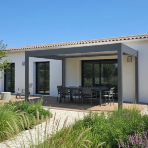 Pergola bioclimatique autoportante GREEN OUTSIDE Ménéa aluminium gris, 12 m²