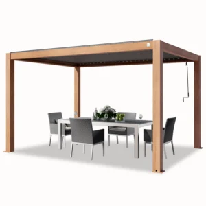 Pergola bioclimatique autoportante Marron en Aluminium 12 m²