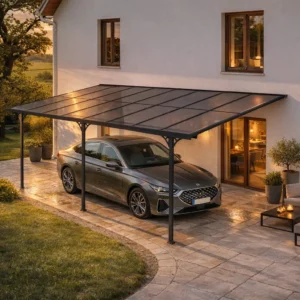 Pergola adossée Gris en Aluminium 15 m²