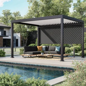 Pergola bioclimatique autoportante NATERIAL Astra alu gris anthracite, 11.79 m²
