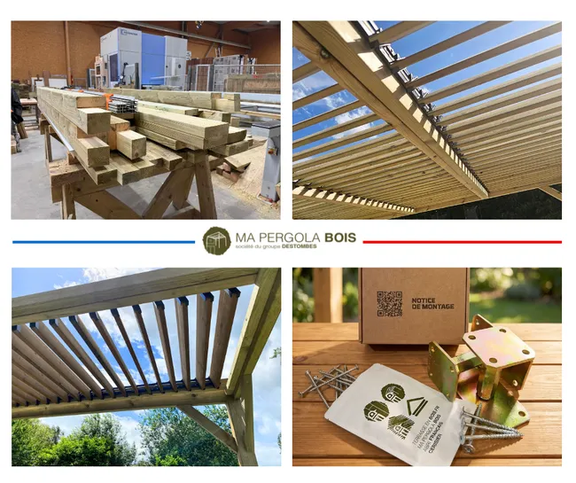 Pergola bioclimatique adossée Vert en Bois 29.65 m² – Image 4