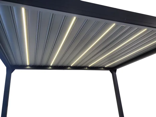 Pergola bioclimatique autoportante+led GREEN OUTSIDE Ménéa aluminium noir, 15 m² – Image 5