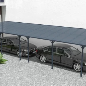 Pergola adossée Gris en Aluminium 30 m²