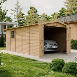 GARAGE en bois 15 m² - Chalet avec fenêtres - H222 x 516 x 324 cm