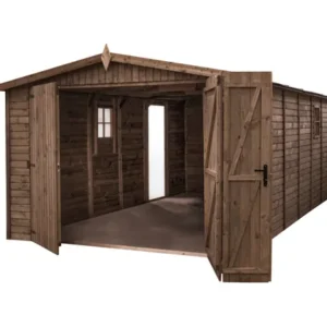 Garage en bois traité, ep 19mm, surface utile 17.02 m² INT033/INEKSA
